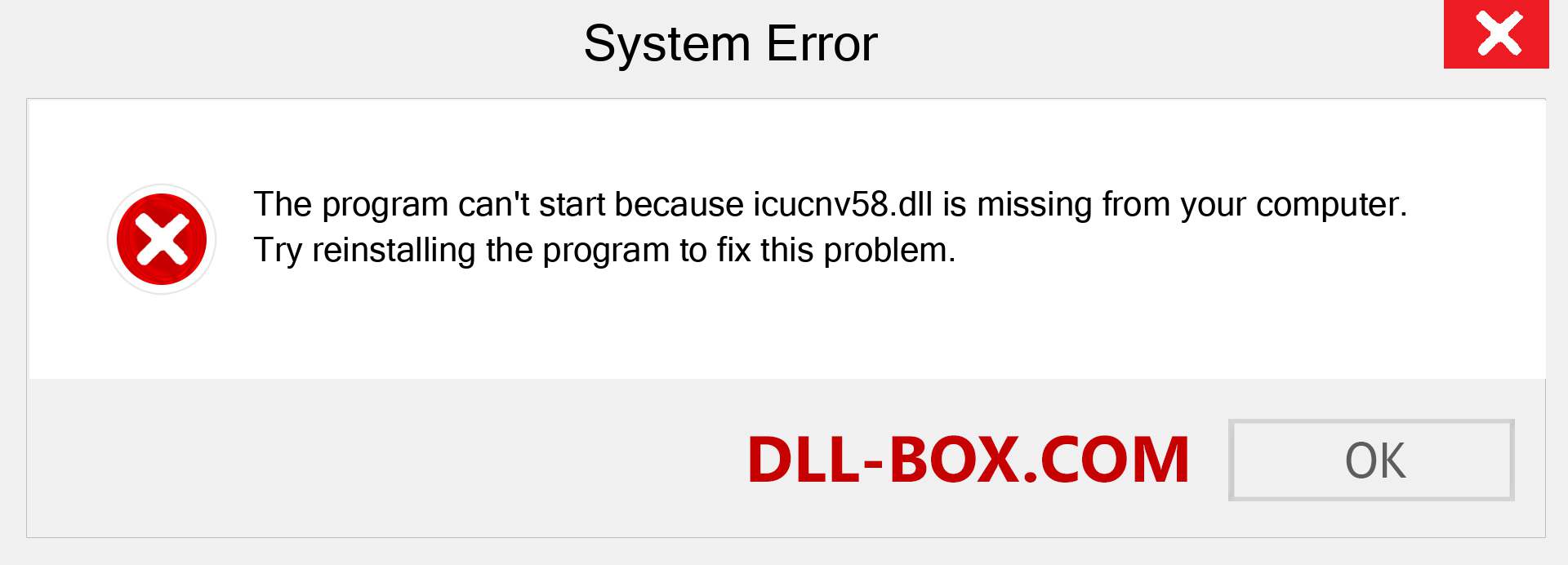  icucnv58.dll file is missing?. Download for Windows 7, 8, 10 - Fix  icucnv58 dll Missing Error on Windows, photos, images